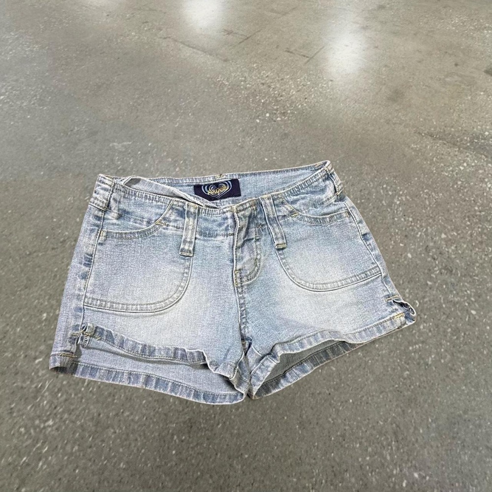 Angels Y2K Light Wash Denim Shorts Size Youth 0 Blue Mini Stretch